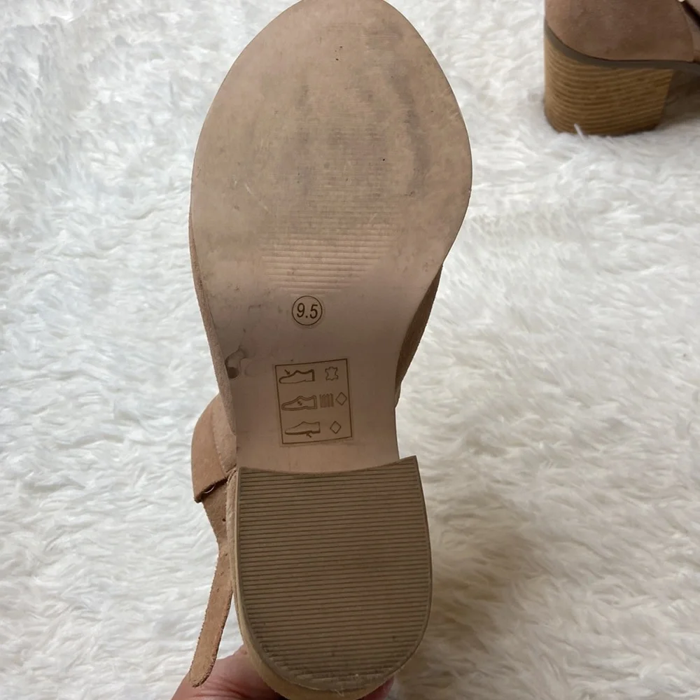 Sole Society Ferris Caramel Bootie Buckle Chunky Heel Peep Toe Shoes - Picture 10 of 11